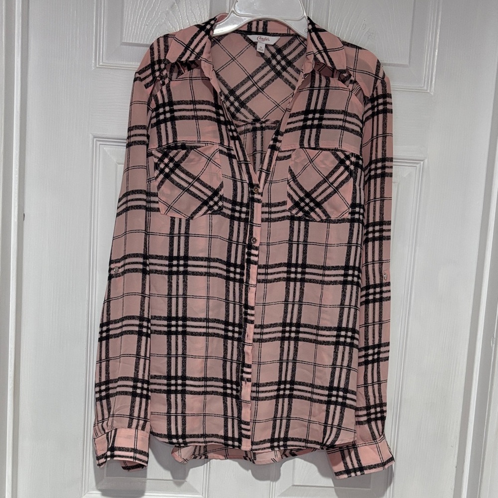 Candie's Pink and Black Plaid Shirt